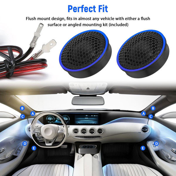 2pcs Car Dome Tweeters 92db Sensitivity High Frequency Audio Speaker K484-PAU_0GM643Q3