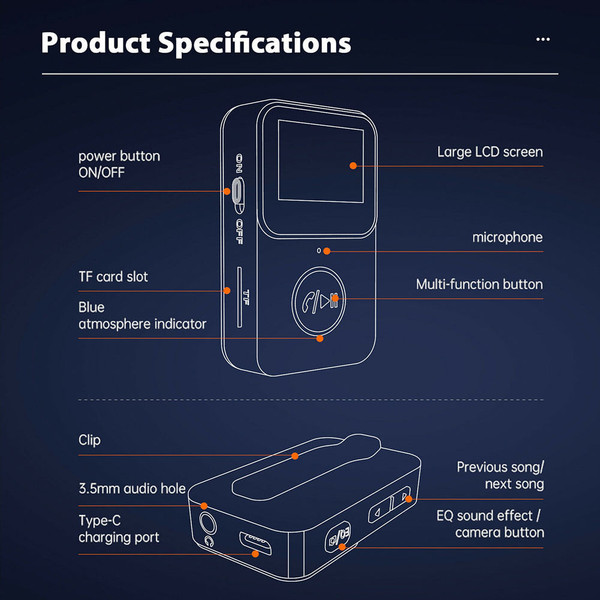 C33 Wireless Audio Receiver 3.5mm Aux Audio Music Adapter Bluetooth 5.0 with Screen Display Black K484-PAU_0FTU1PNU