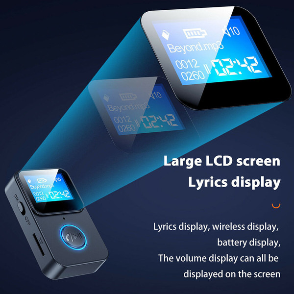 C33 Wireless Audio Receiver 3.5mm Aux Audio Music Adapter Bluetooth 5.0 with Screen Display Black K484-PAU_0FTU1PNU