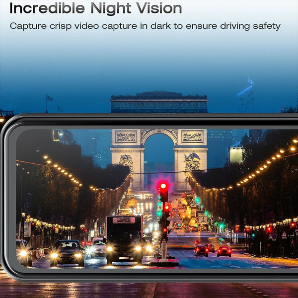 Wifi Dual Dash Cam 4k Gps 12-inch Rear View Mirror Camera HD Car Rear View Dvr Recorder Black K484-PAU_0F7A2I3F