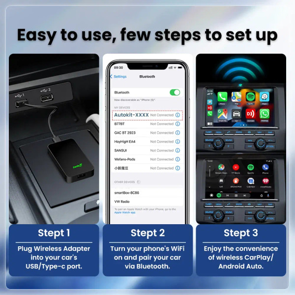 Color: black, Ships From: CHINA - Carlinkit 5.0 2air CarPlay Android Auto Wired to Wireless Adapter F640-12000041180319468