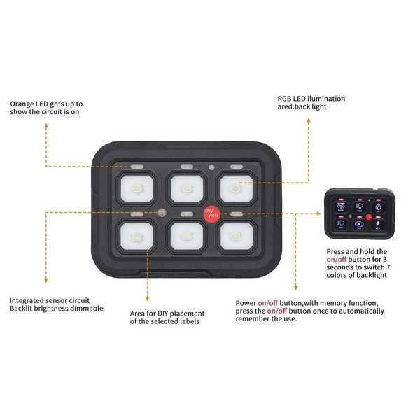 6 Gang Universal Switch Controller Panel RGB Light Touch Screen Circuit Control Relay Box Waterproo K484-PAU_0LE9V096