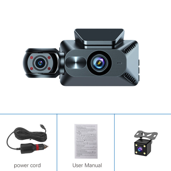 3 Channel Dash Cam Built-in WiFi Front and Rear Inside Dash Camera 1080P Three Way Camera Front + i K484-FQZAU_Q2AO6LNI