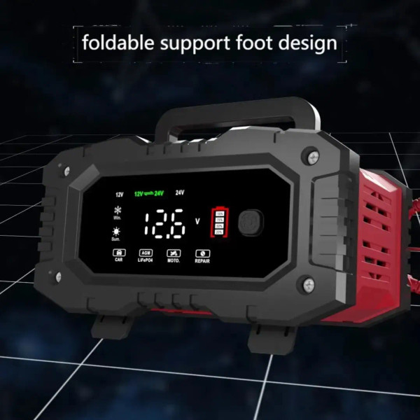 Color: Yellow - FOXSUR 20A/10A Car Motorcycle Battery Charger 12V/24V Smart Charger Lithium AGM GEL F640-12000038713474993