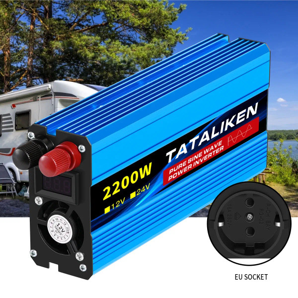 Color Name: Yellow - Pure Sine Wave Inverter 1600W/2200W/3000W/4000W DC 12V/24V to AC 220V 50hz Pow F640-12000035473701502