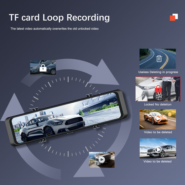 10.88 Inch 2k Mirror Dash Cam Backup Camera Front Rear Dual Cameras HD Touch Screen Wifi Driving Re K484-PAU_0KM3R5PB