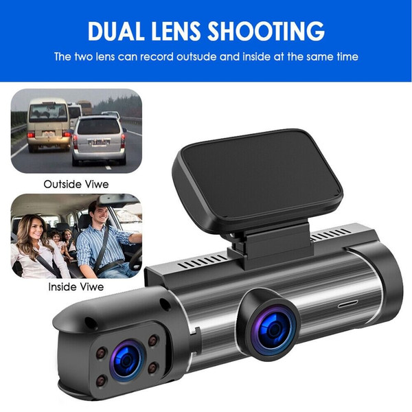 Dash Cam 3.16-inch Dual-lens Driving Recorder Front Inside Camera G-sensor HD Night Vision Wide-ang K484-PAU_0HD5USD3