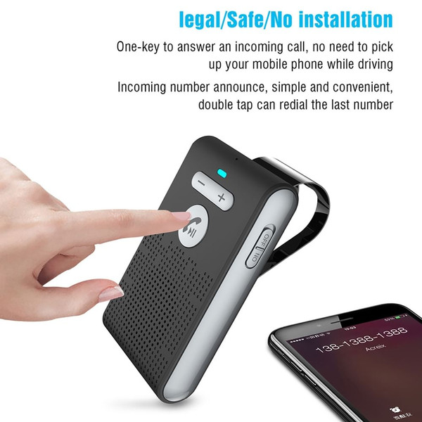 Sun Visor Car Speaker Wireless Handsfree Speakerphone Hands-free Car Kit Bluetooth Black K484-PAU_0GFU5L2D