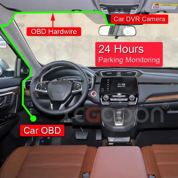 Color Name: Green - XCGaoon 24Hours Car OBD Hardwire Kit With Mini Mico USB Port 5V 3A Charging Cab F640-12000037968793941