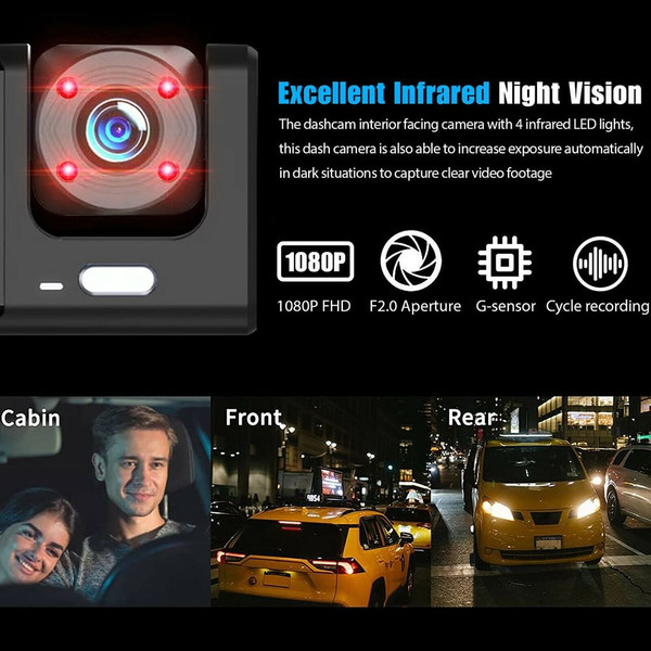 2-inch Screen Car Driving Recorder 3-way HD 1080P 3-lens Parking Monitoring Dvr Video Recorder Black K484-PAU_0FU5BMSS