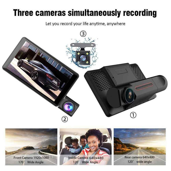 Dash Cam Front Rear Inside 3 Channel Car Camera 4inch Ips Display Ir Night Vision Loop Recording Bl K484-PAU_0JSSAUZ6
