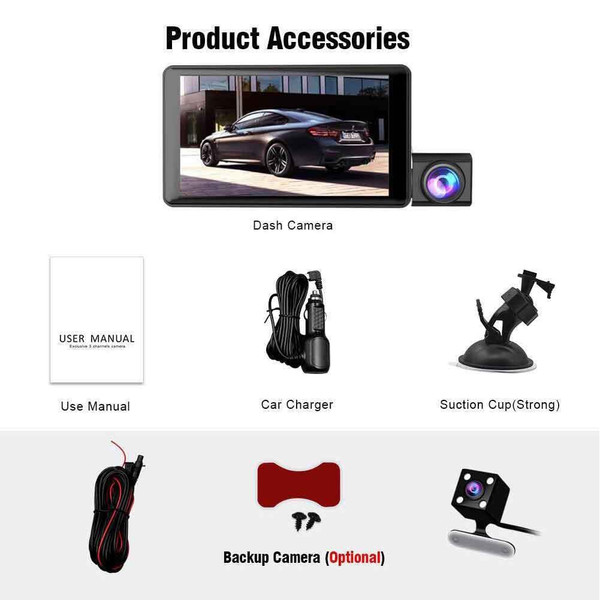Dash Cam Front Rear Inside 3 Channel Car Camera 4inch Ips Display Ir Night Vision Loop Recording Bl K484-PAU_0JSSAUZ6