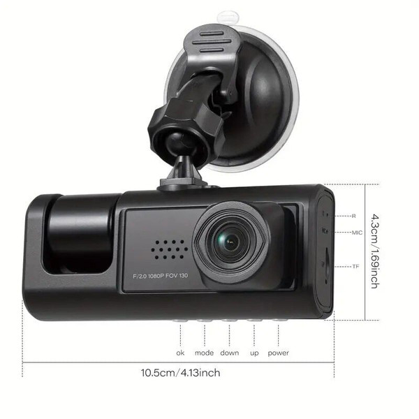 1080P 3 Lens Car Dash Cam Camera Recorder 2.0 Inch IPS Screen 170° Wide Angle Loop Recording C309a K484-FQZAU_63PQWXC7