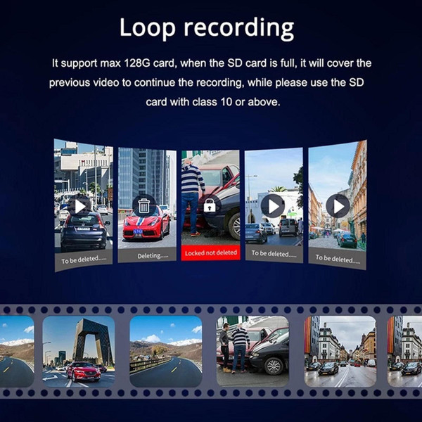 Car Driving Recorder Dual Lens Dvr Camera HD 1080P Dash Cam USB Monitoring Black K484-PAU_0H4UE03X