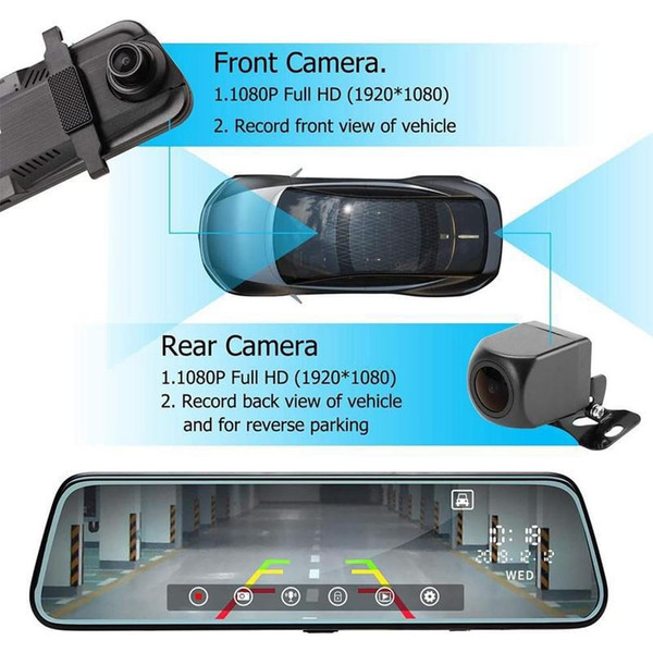 1080p Car Dash Cam Night Vision 10-inch Full Screen 170-degree Wide-angle Hd Driving Recorder Strea K484-PAU_0FMIFL17