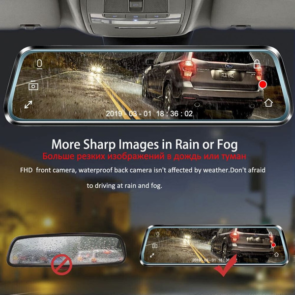 1080P High-Definition Car Dvr Front Rear Dual Dash Cam 10-Inch Touch Screen Video Recorder Loop Rec K484-PAU_0K3D3UEF