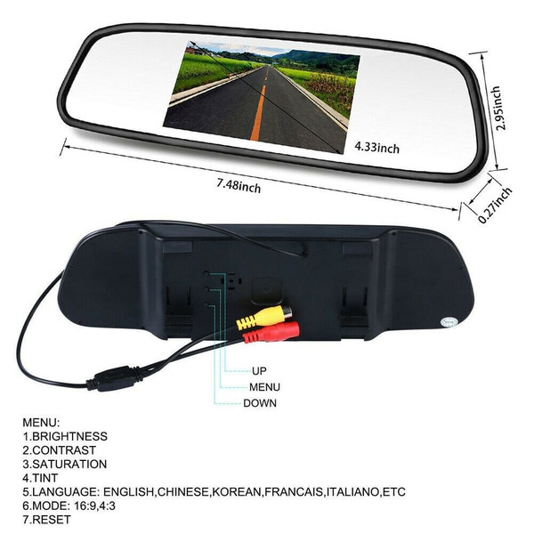 Wireless Backup Camera Kit 4.3 inch Tft Lcd Rear View Mirror Monitor Waterproof Night Vision Back u K484-PAU_0JPMOQD5