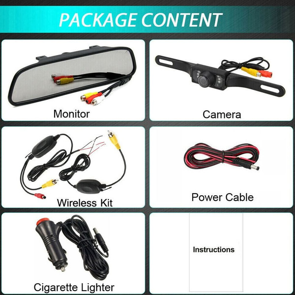 Wireless Backup Camera Kit 4.3 inch Tft Lcd Rear View Mirror Monitor Waterproof Night Vision Back u K484-PAU_0JPMOQD5
