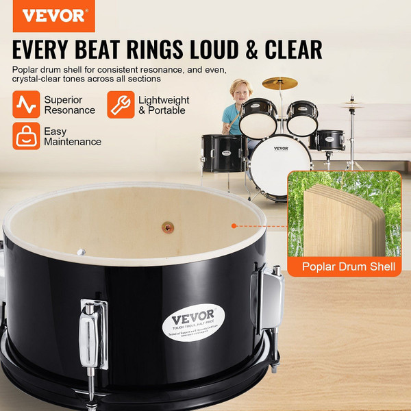 Kids Drum Set, 5-Piece, 16 in Beginner Full Drum Set with Bass Toms Snare Floor Drum Adjustable Thr E415-WJTJZG5JT16HCA94HV0