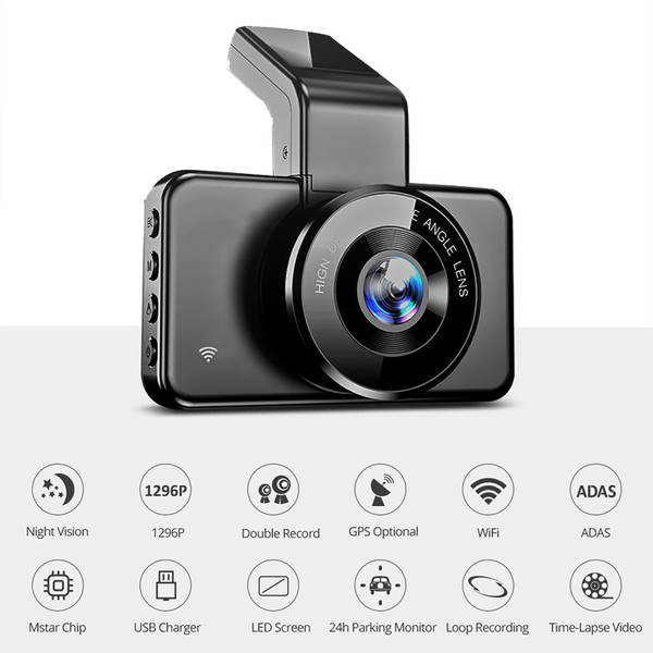 Dash Cam 3 inch Ips Screen Wide Angle Top Dashboard Camera Recorder G Sensor Night Vision Loop Reco K484-PAU_0JPWXSNH