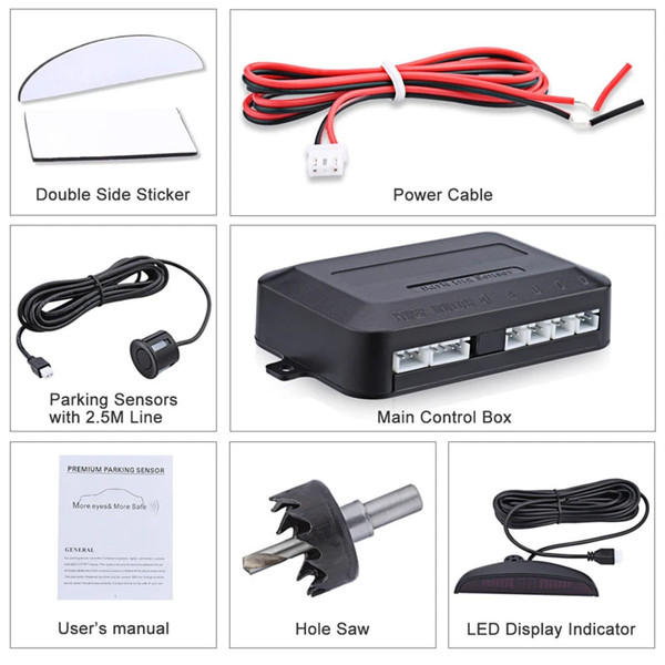 4 Parking Sensors LED Display Backlight Distance Parking Reverse Car Safety System Parking Sensor F K484-PEL_0R3TCSI1