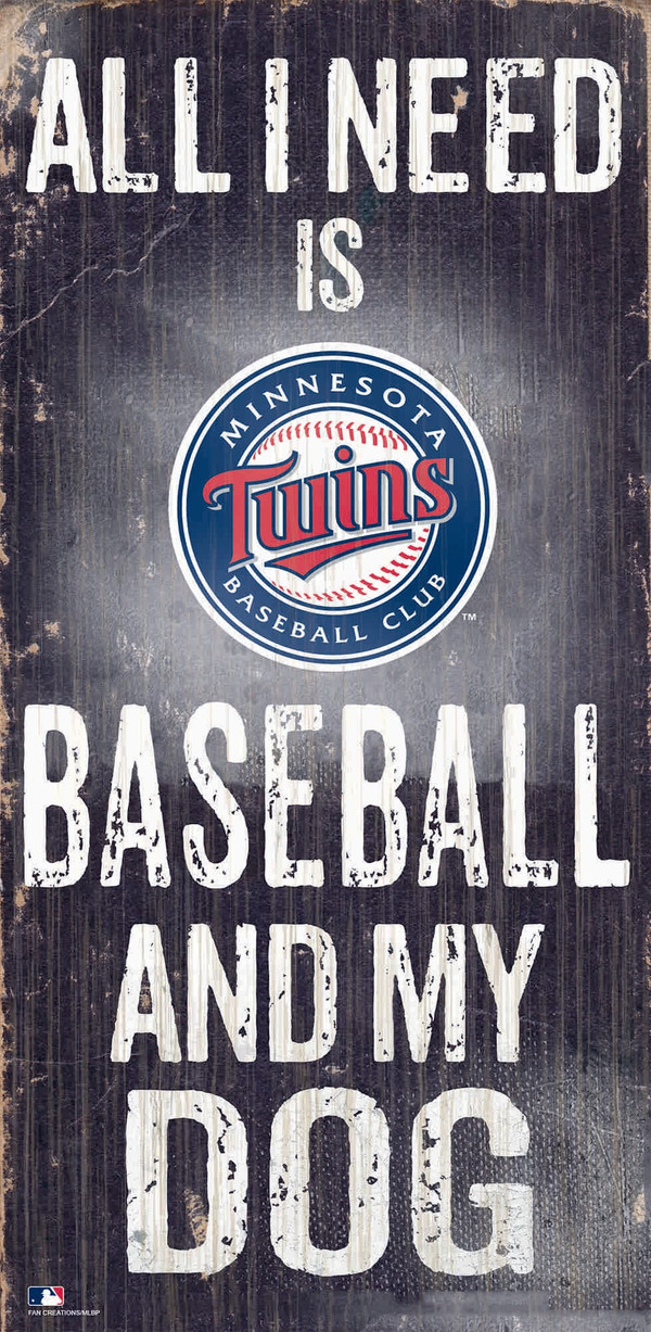 Minnesota Twins Sign Wood 6x12 Baseball and Dog Design Z157-7846020124