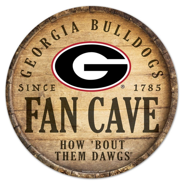 Georgia Bulldogs Sign Wood 14 Inch Round Barrel Top Design Z157-9416628207