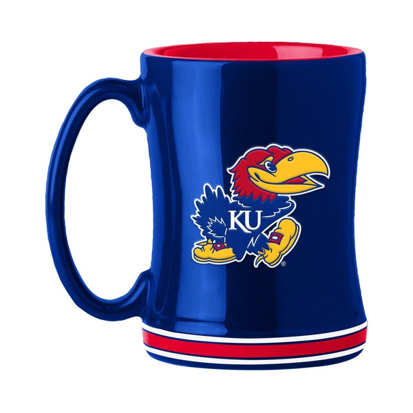 Kansas Jayhawks Coffee Mug 14oz Sculpted Relief Team Color Z157-629309029