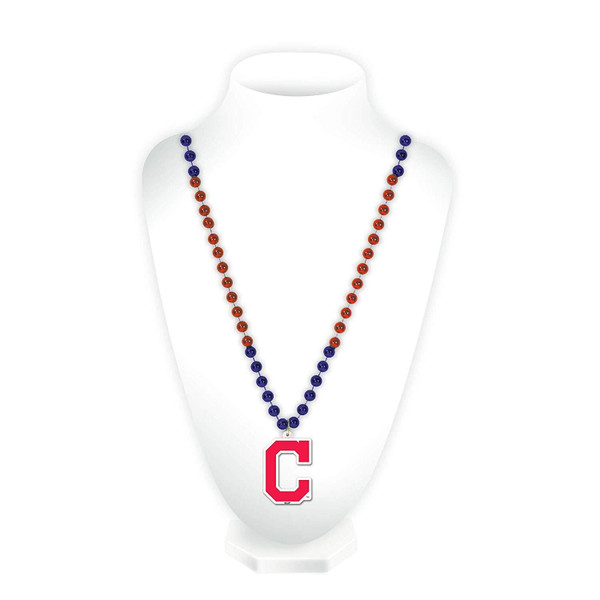 Cleveland Indians Beads with Medallion Mardi Gras Style C Logo - Special Order Z157-6734553299