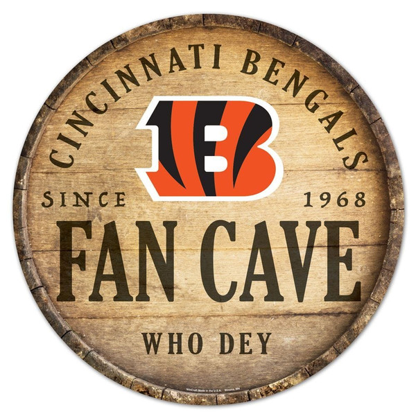 Cincinnati Bengals Sign Wood 14 Inch Round Barrel Top Design Z157-9416628466