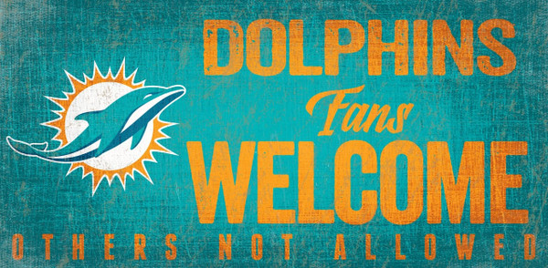 Miami Dolphins Wood Sign Fans Welcome 12x6 Z157-7846015267