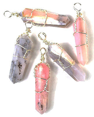(set of 5) Pink Opal wire wrapped point H558-JWPPO5