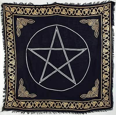 Gold Bordered Pentagram altar cloth 36" x 36" H558-RASC84A