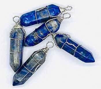 (set of 5) Lapis wire wrapped point H558-JWPLAP5