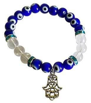 8mm Evil Eye/ Clear Quartz with Fatima Hand H558-JB8EVIH