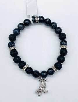 8mm Gabbro, Indigo & Lava bracelet H558-JB8497