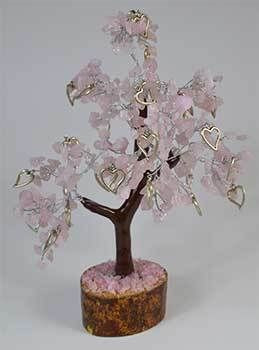 Rose Quartz W Hearts gemstone tree (300 beads) H558-GTR060