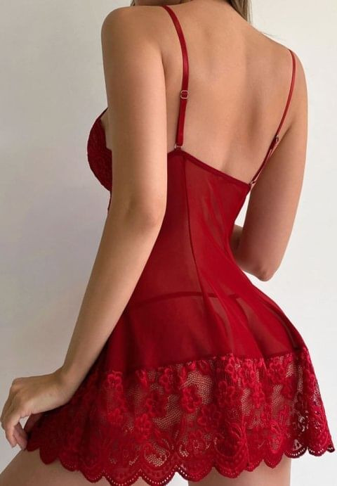 Midnight Elegance Lace Babydoll H721-TLJW637RD-AA