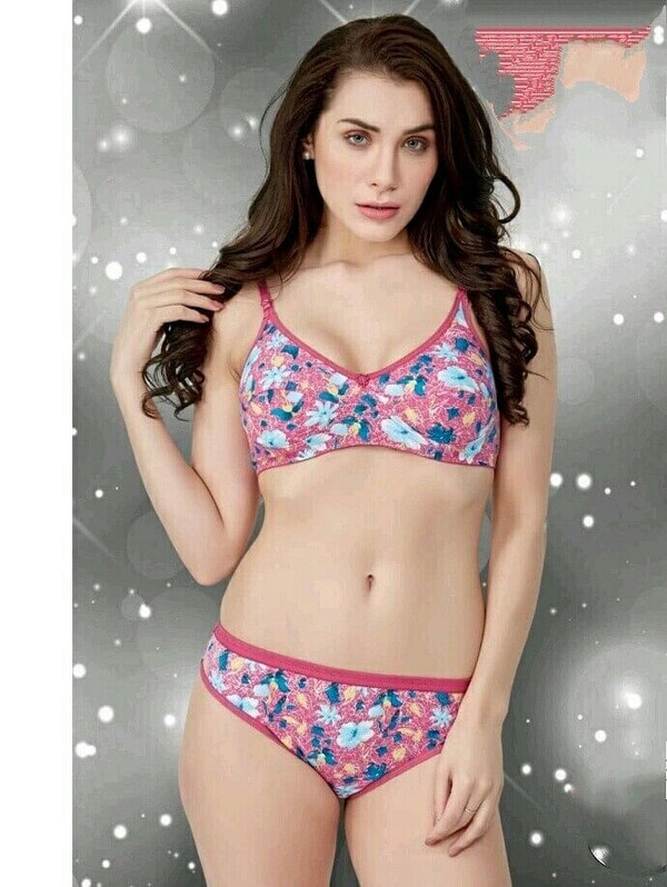 Sunny Lingerie Printed Pink Floral  Bra Panty Set H848-SUNLS04