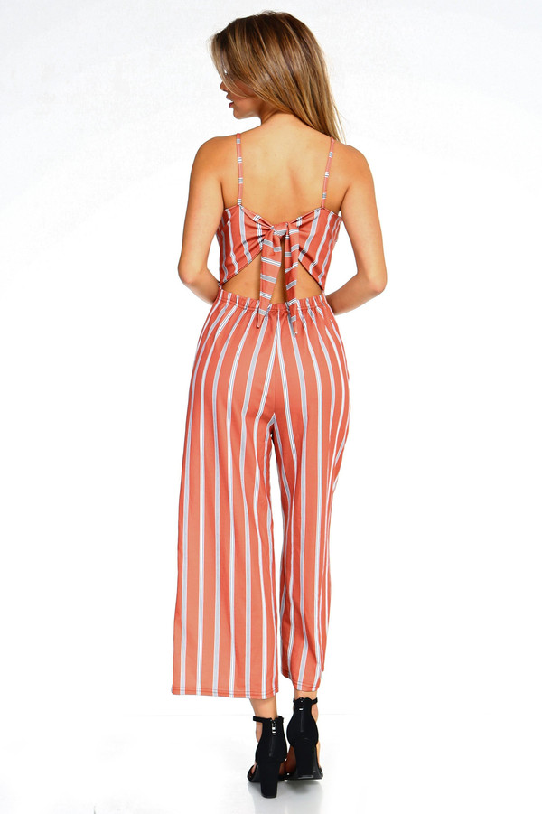 Women's Stripe Sleeveless Jumpsuit T396-EA83451725568-ORG-S