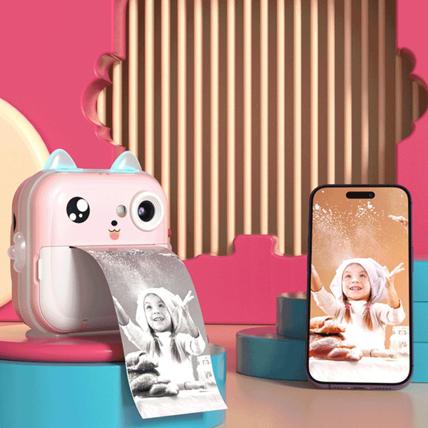 Q5 Instant Print Camera with 2 Inch Screen Print Paper Lanyard Video Camera Ideal Toy Gift Pink K484-PEL_0QR2B8OE