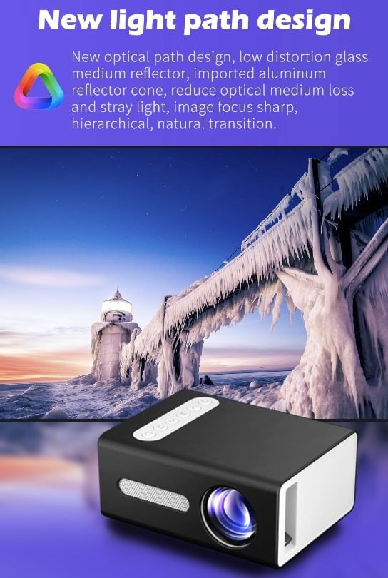 T300 LED Mini Projector Portable Kids Home RC Media Audio Player black_European regulations K484-PEL_0H9F2DYT