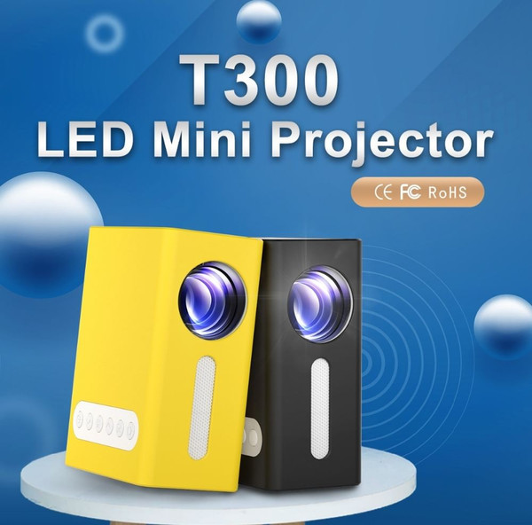 T300 LED Mini Projector Portable Kids Home RC Media Audio Player black_European regulations K484-PEL_0H9F2DYT