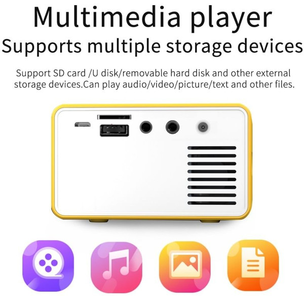 T300 LED Mini Projector Portable Kids Home RC Media Audio Player black_European regulations K484-PEL_0H9F2DYT