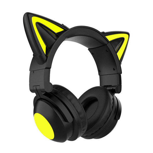 Wireless Cat Ear Headset Noise Canceling Longer Playtime Lighting Headphones over Ear Folding Headp K484-PEL_0R6CEU1A