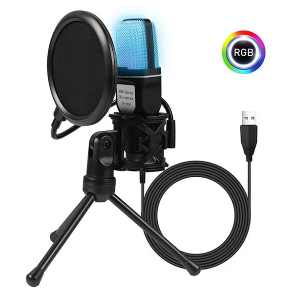 SF666R USB Wired Microphone Professional Video Recording RGB Condensador Gaming Microphone Noise Re K484-PEL_0RPITEZ3