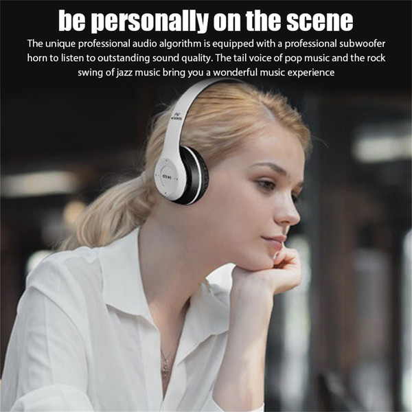 P47 Wireless Headsets On-Ear Stereo Earphones Longer Playtime USB Charging For Smart Phone Computer K484-PEL_0QBVG1EO