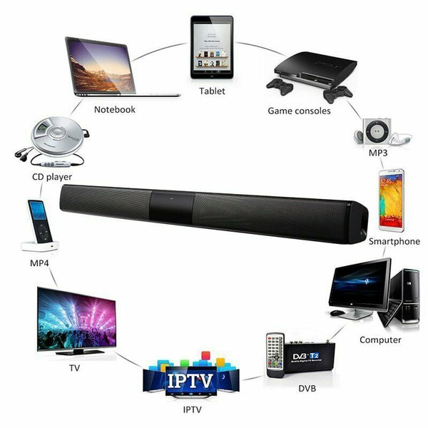 US Wireless Bluetooth Sound Bar Speaker System TV Home Theater Soundbar Subwoofer 2 Speak Driver K484-PEL_07MW3RMH_US