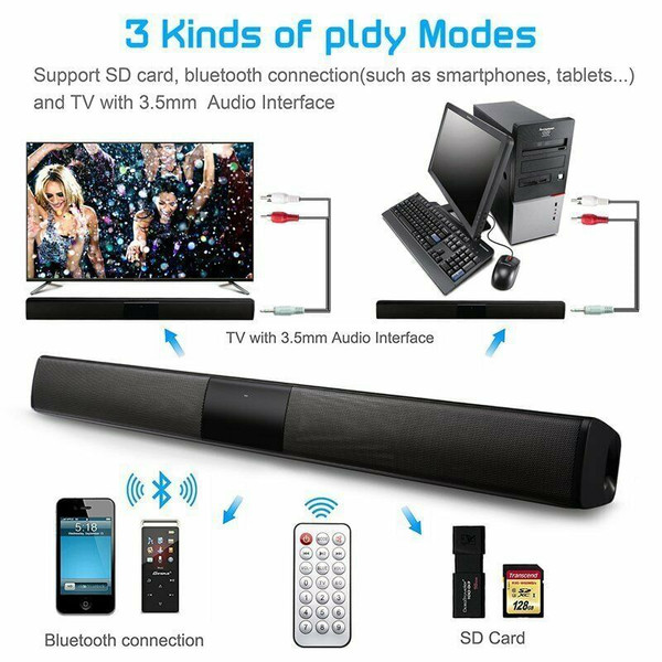 US Wireless Bluetooth Sound Bar Speaker System TV Home Theater Soundbar Subwoofer 2 Speak Driver K484-PEL_07MW3RMH_US