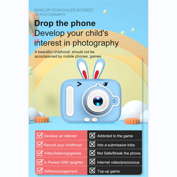Kids Camera 1080P Video Recorder IPS 2 Inch Screen Portable Digital Camera Toy Toddler Camera Chris K484-PEL_0RBBHAMT